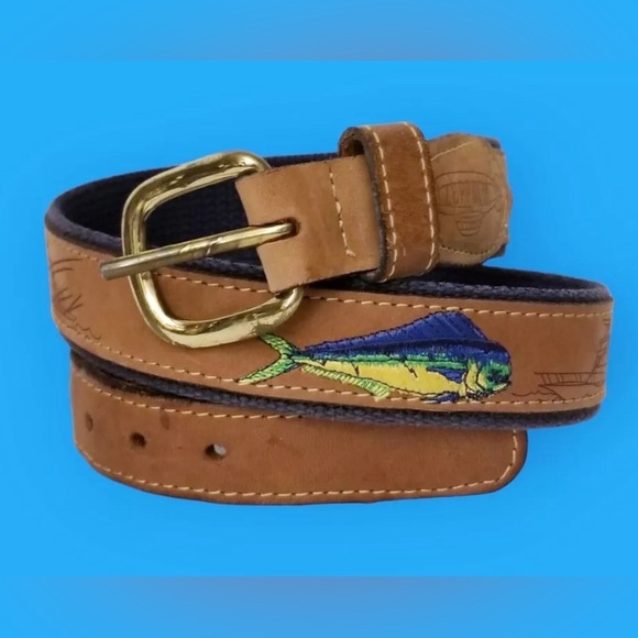 Zep Pro Leather Embroidered Mahi Mahi Bull Dolphin Belt | Size 42 - Picture 2 of 12